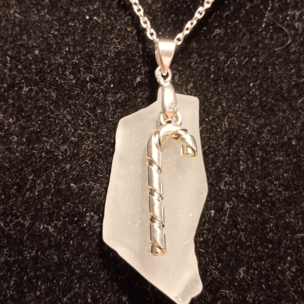 Handcrafted Candy Cane Holiday necklace